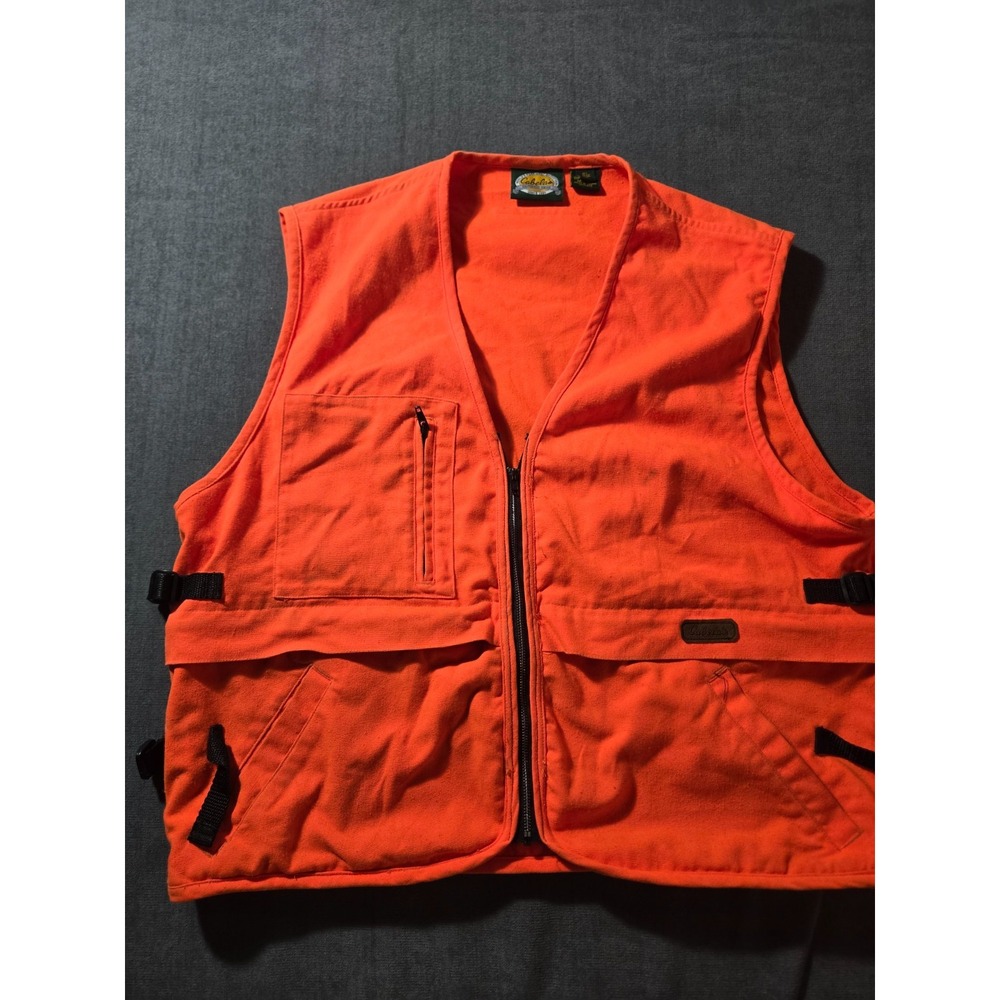Cabela's Outdoor Hunting Vest Mens Medium Blaze Orange Game Pouch Safety Gear